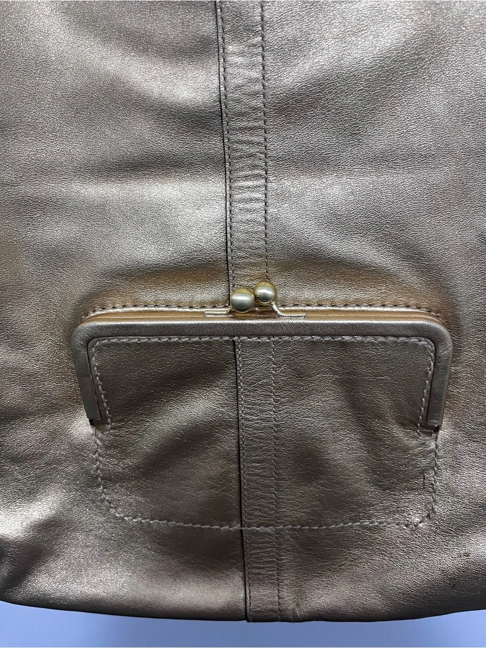 Coach Metallic Gold Leather Hobo with Circular Handle
